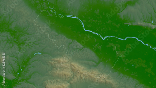 Viroviticko-Podravska, Croatia - outlined. Physical photo