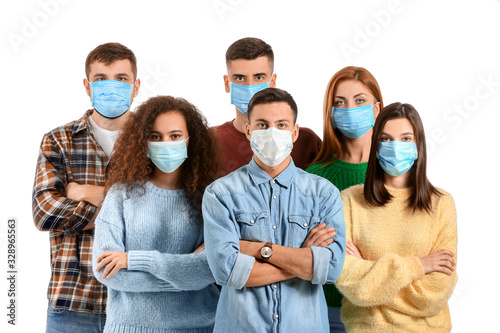 Group of people with protec...