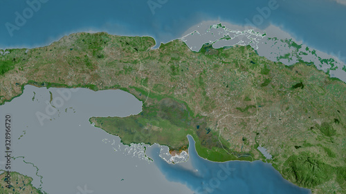 Matanzas, Cuba - outlined. Satellite