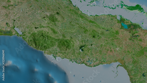 Sancti Spíritus, Cuba - outlined. Satellite