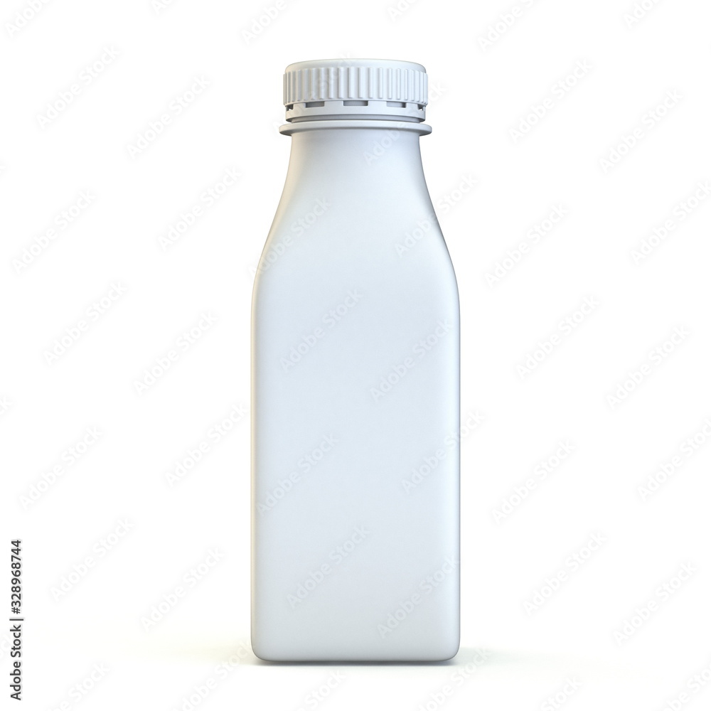 Square plastic bottle with lid Front 3D
