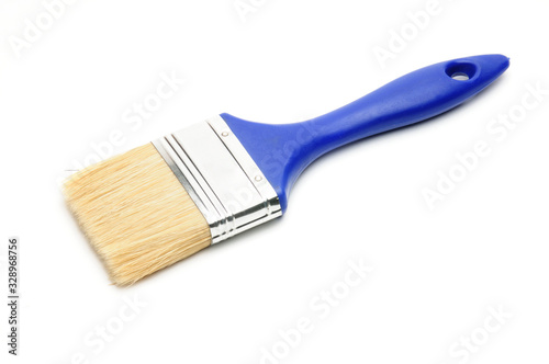 Blue paint brush on a white background