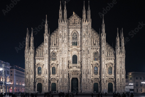 Aerial view of Milan Cathedral or Duomo di Milano in Milan, Northern Italy