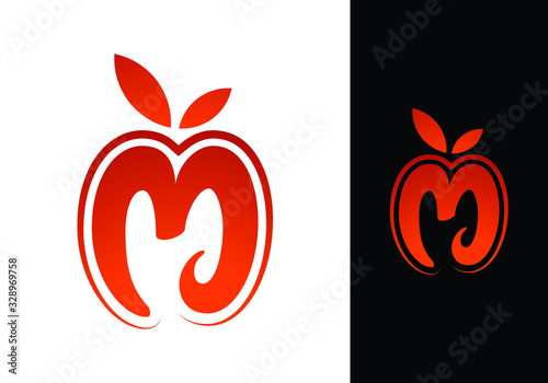 M apple logo design template vector illustration 