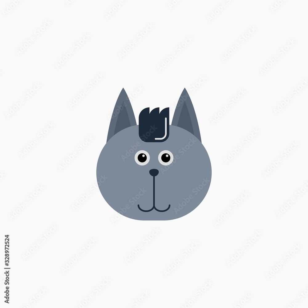 Cat's face in flat design style. Cute kitty. animal's head logo. Flat vector illustration, isolated on white background. Cat's face in flat design style. Cute kitty. animal's head logo. Flat vector illustration, isolated on white background.