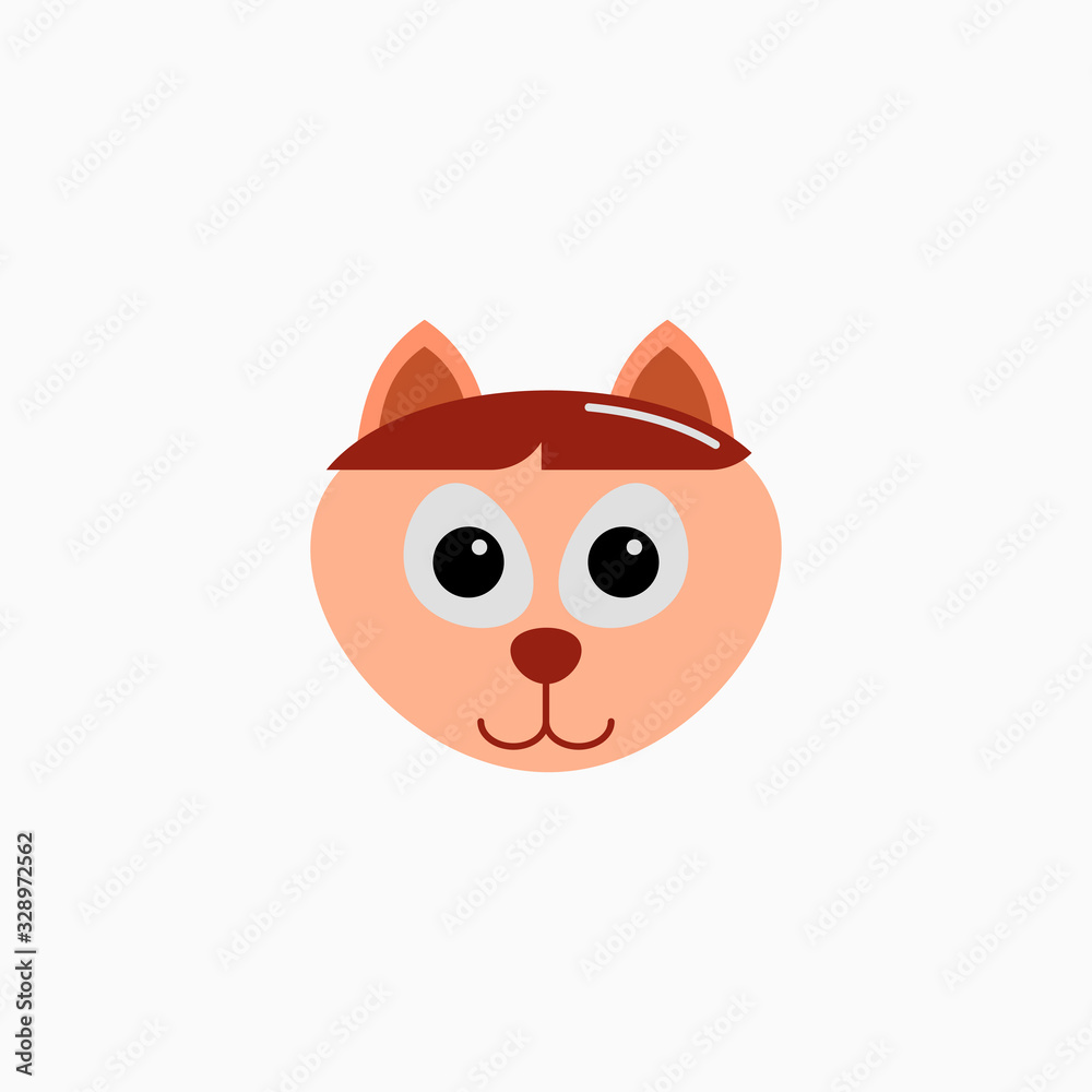 Cat's face in flat design style. Cute kitty. animal's head logo. Flat vector illustration, isolated on white background. Cat's face in flat design style. Cute kitty. animal's head logo. Flat vector illustration, isolated on white background.