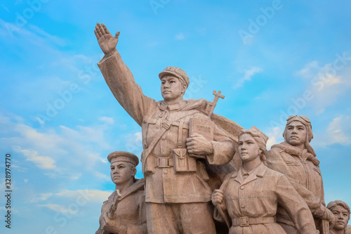 Monument's of people at Memorial Hall of Chairman Mao in Beijing, China