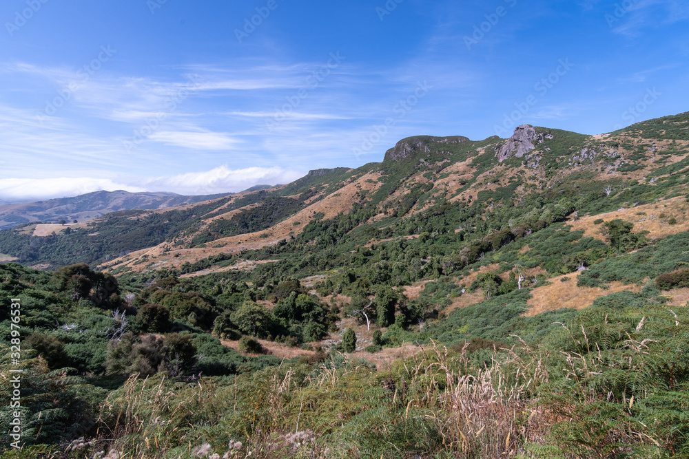 Naklejka premium View of Akaroa from the mountains