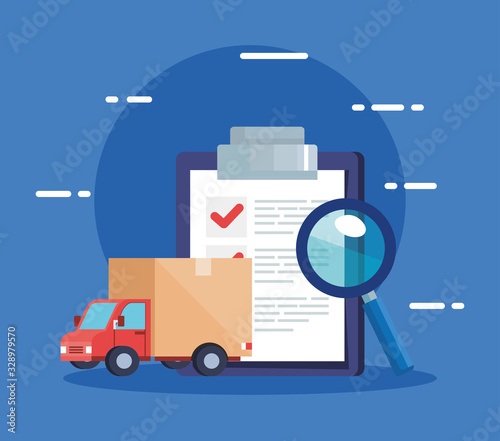 checklist of delivery logistic service and icons vector illustration design