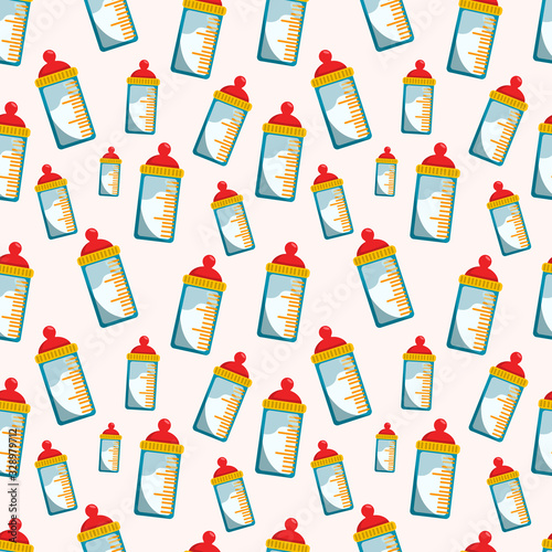 baby milk bottle seamless pattern vector illustration background