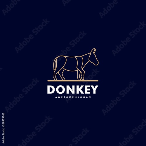 Vector Logo Illustration Donkey Gradient Line Art Style.