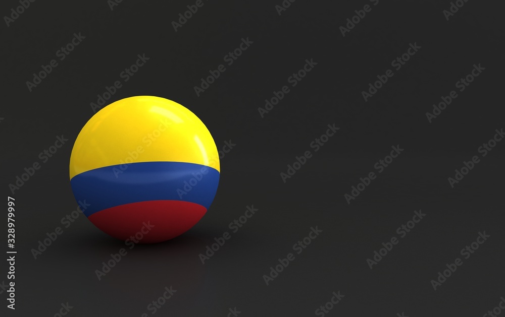 flag. 3d render of international flagball. colombia flag.