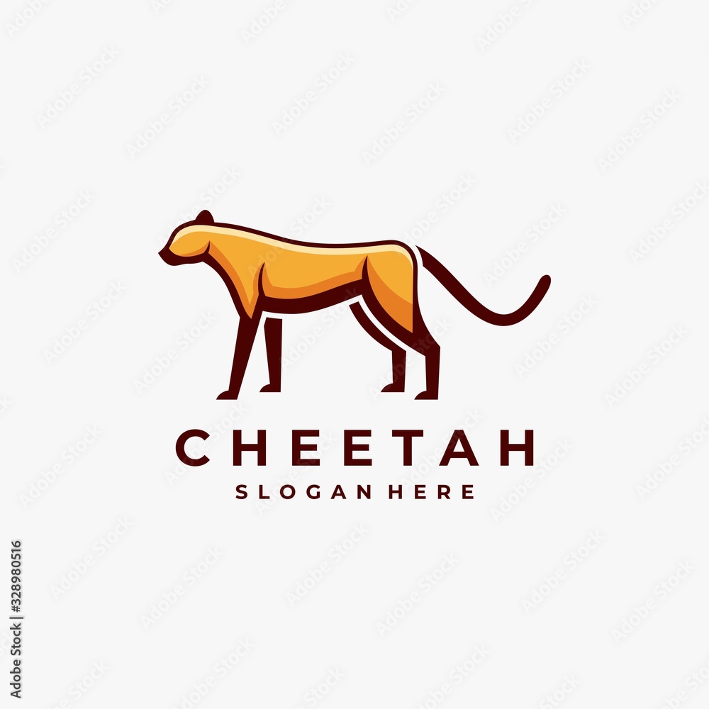 Vector Logo Illustration Cheetah Mascot Cartoon Style.