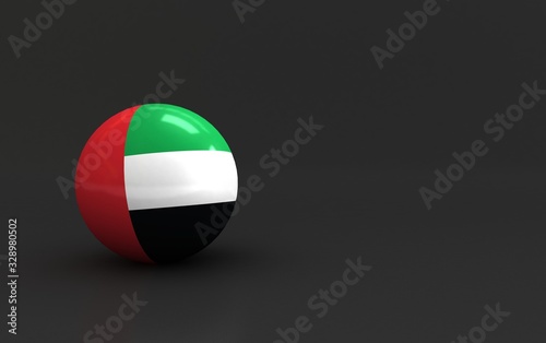 flag. 3d render of international flagball. uae. united arab emirates flag.
