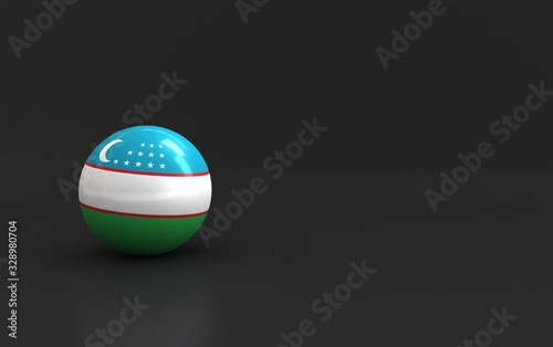 uzbekistan flag. 3d render ball. uzbekistan flagball background.