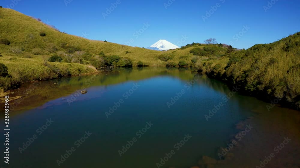氷ヶ池と富士山空撮 氷ヶ池と富士山空撮