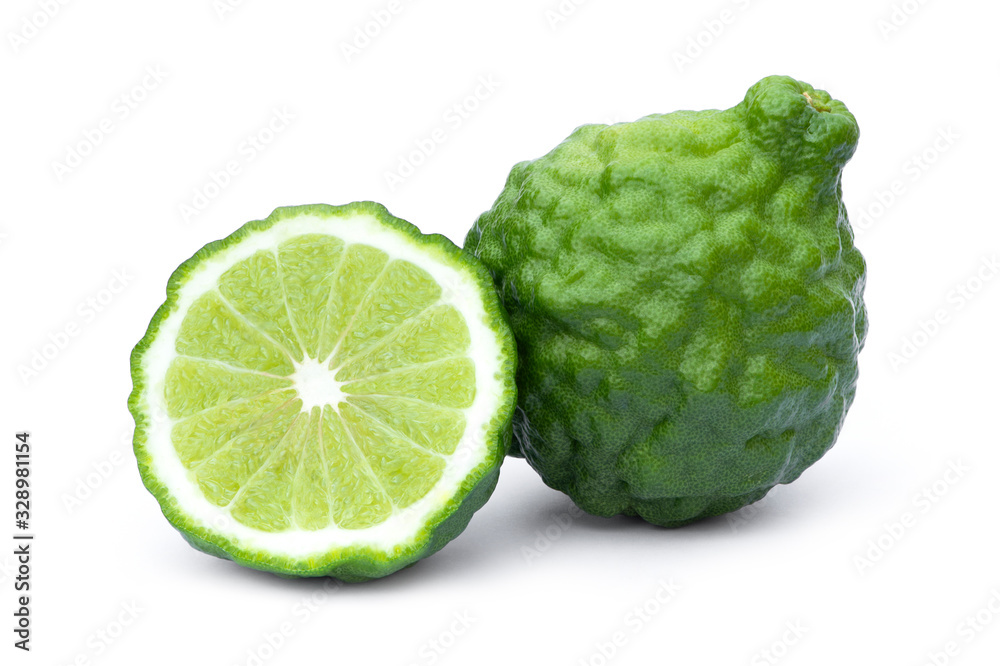 Bergamot or kaffir isolated on white background. Bergamot or kaffir isolated on white background.