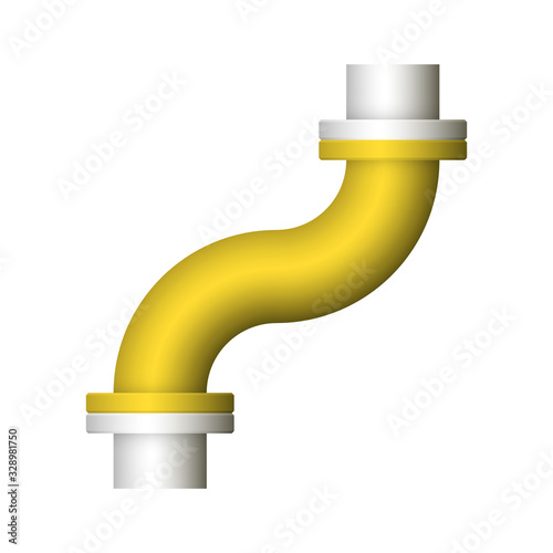 Pipe vector icon. Connection by flange fitting. Part for pipeline construction to transportation water, oil and gas. Also for water supply infrastructure, wastewater treatment, plumbing and irrigation