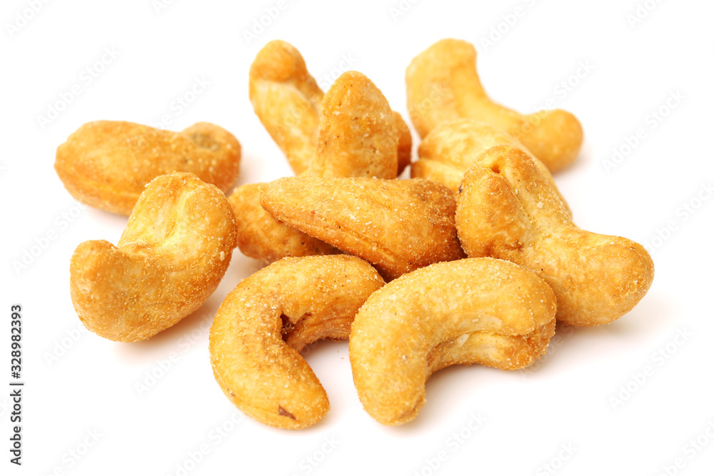 cashew nuts on white background 