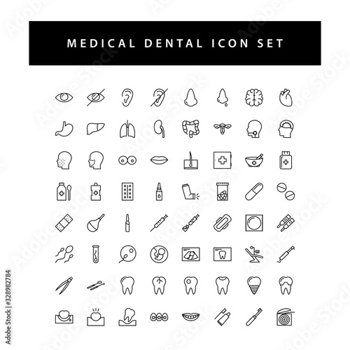 Medical icon set with black color outline style design.