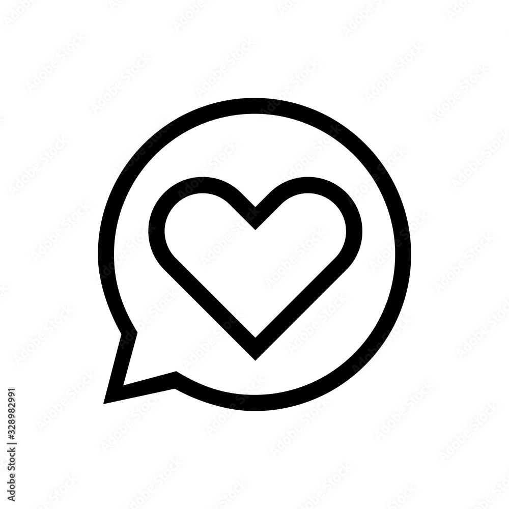 Heart sign inside bubble text. Isolated Vector Illustration