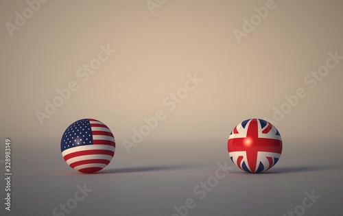 united states flag. 3d render of usa flagball. world flag ball with modern background. photo