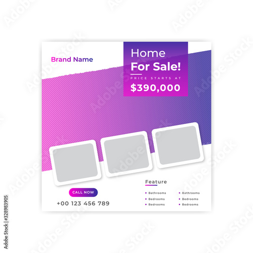 Home for sale social media banner design template fully editable