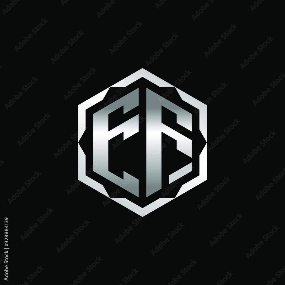 Initial Letters EF Hexagon Logo Design Initial Letters EF Hexagon Logo Design