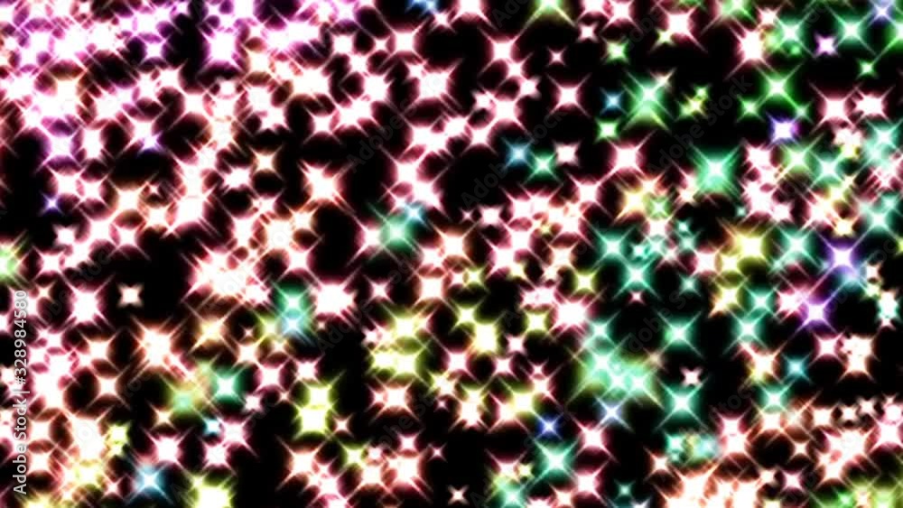 Beautiful abstract video that emits bright light that regulates the colorful movements of stars on a black background Beautiful abstract video that emits bright light that regulates the colorful movements of stars on a black background