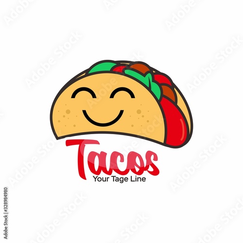 Taco logo  Mexican fast food snack vector spicy taco  icon  simple  template vector illustration