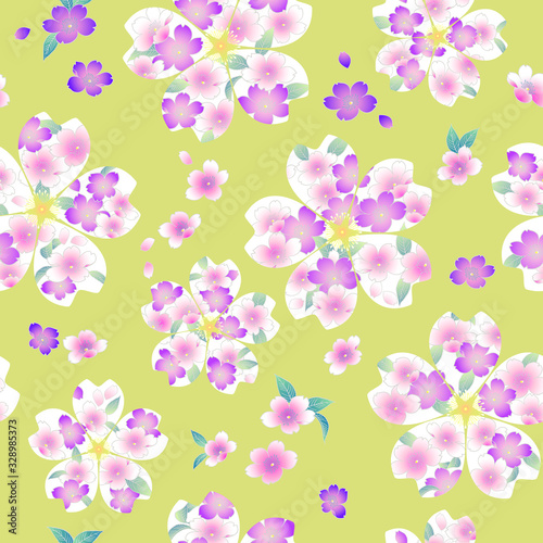 Seamless pattern of a cherry blossom used for a kimono 