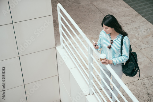 relax pretty lady employee enjoy coffee break