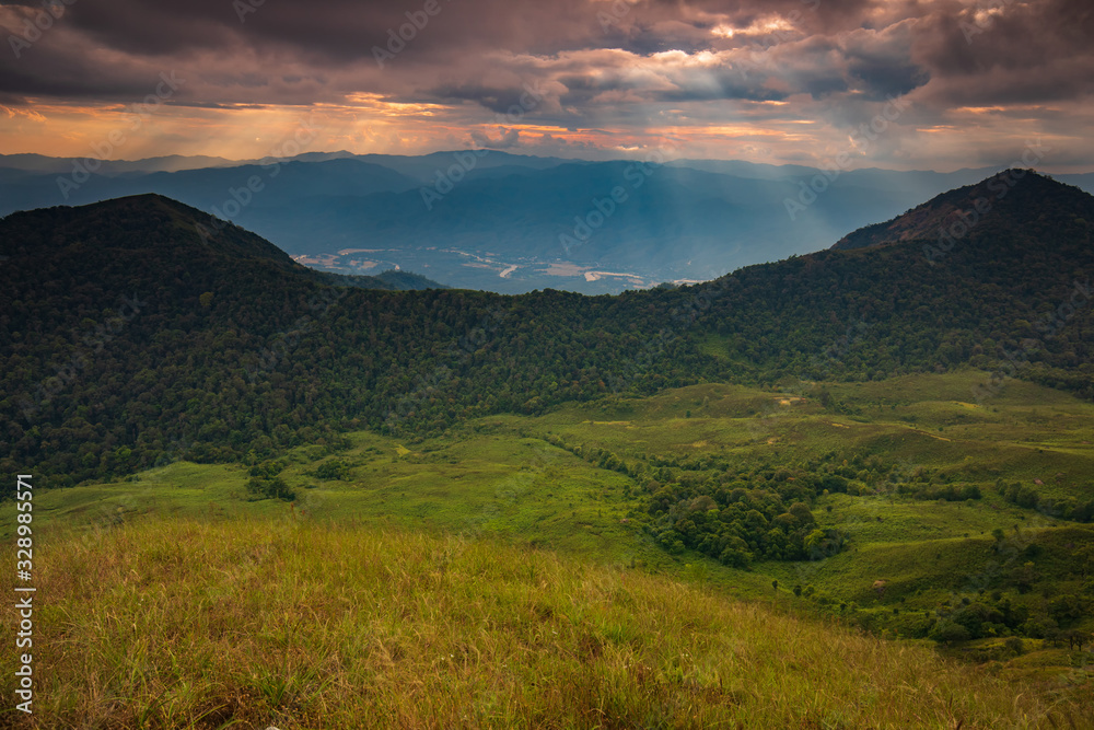 Landscape of  meadow on high mountain in Doi Mon Chong, Chiangmai, Thailand.