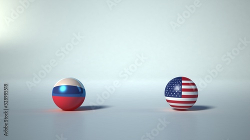 flag. 3d render of international flagball. russia-usa flag.