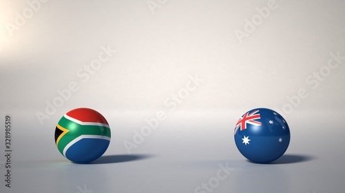 flag. 3d render of international flagball. south africa-australia flag.