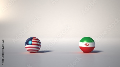 flag. 3d render of international flagball. usa-iran flag.