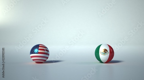 flag. 3d render of international flagball. usa-mexico flag. photo