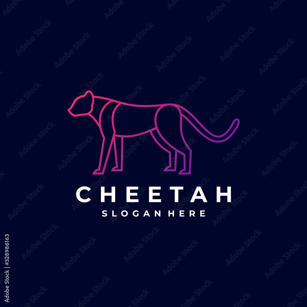 Vector Logo Illustration Cheetah Gradient Line Art Style. Vector Logo Illustration Cheetah Gradient Line Art Style.