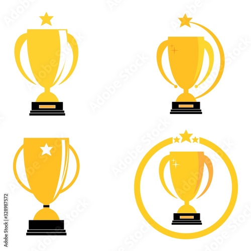 set of trophy illustration logo vector