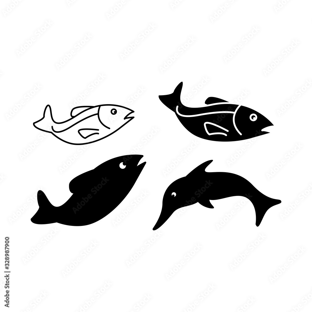 fish vector set icon fish vector set icon