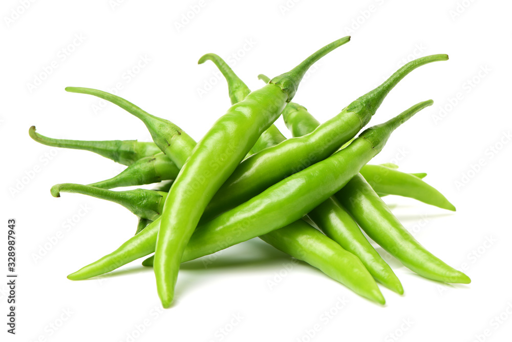 green chili pepper on white background. green chili pepper on white background.