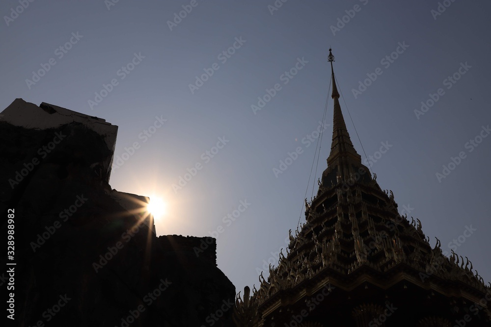Sillhouette of Phra Putthabat Saraburi