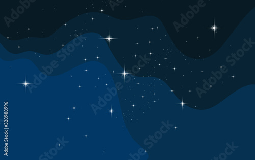 Vector space background . Cute flat style template with Stars in Outer space