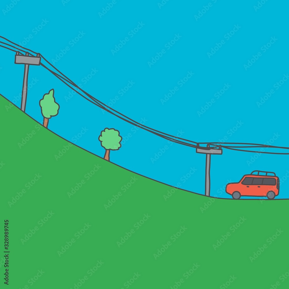 Illustraion of a car facing uphill