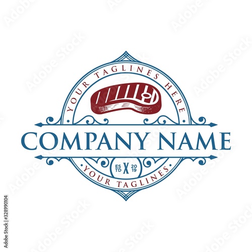 victorian logo vector grilled meat emblem