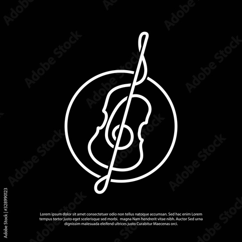 abstract cello vector logo with minimalist line art style