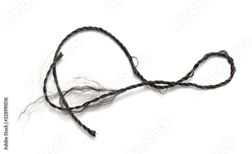 Black rope isolated on a white background.