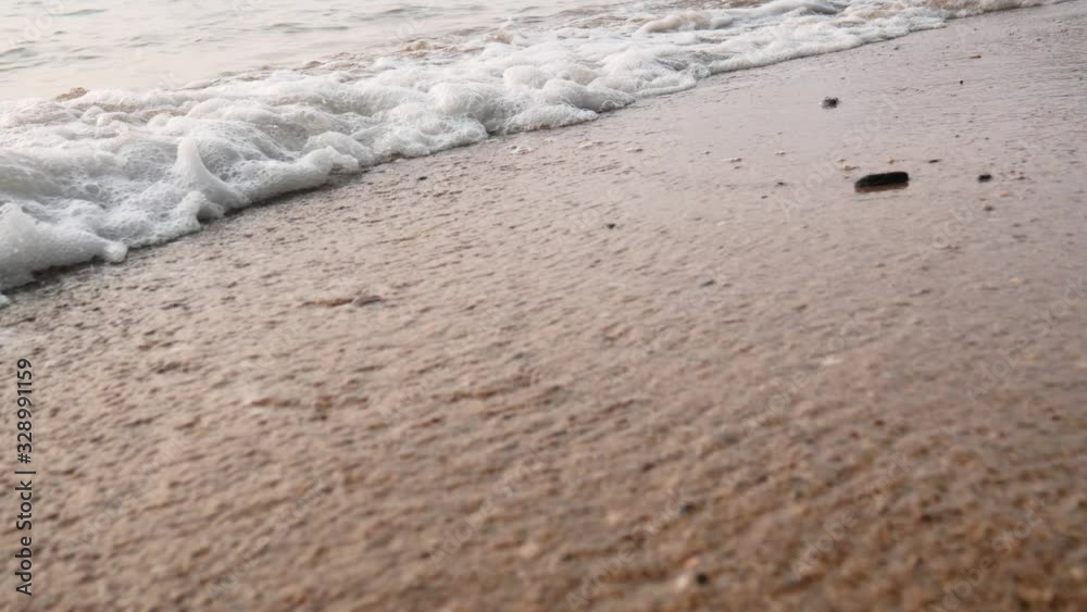  Ocean waves on beach water surface, nature sea background.