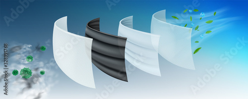 The filter layer of the surgical mask The first layer is coated with antiseptics, viruses and bacteria. 2 layers of carbon, eliminate dust and odor, 3 layers fine fabric, 4 layers of air purification.