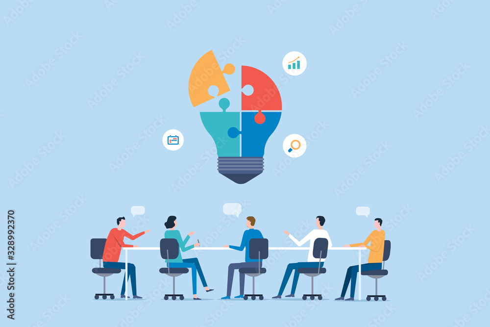 flat vector business team meeting for brainstorming concept Stock ...